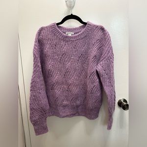 Whistles mohair & wool blend purple knit crew neck sweater
